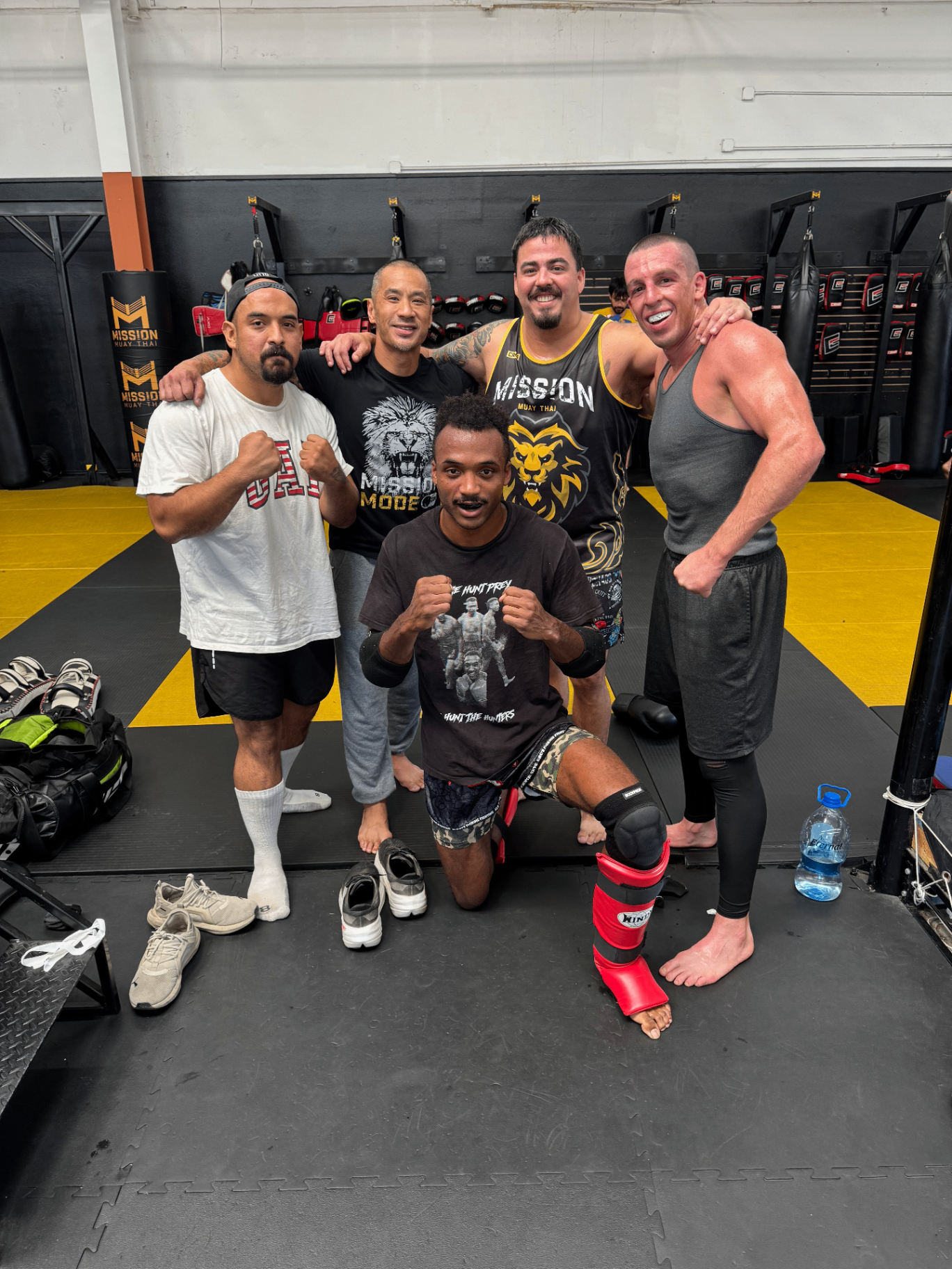 Clayton Munoz with his training group at the gym